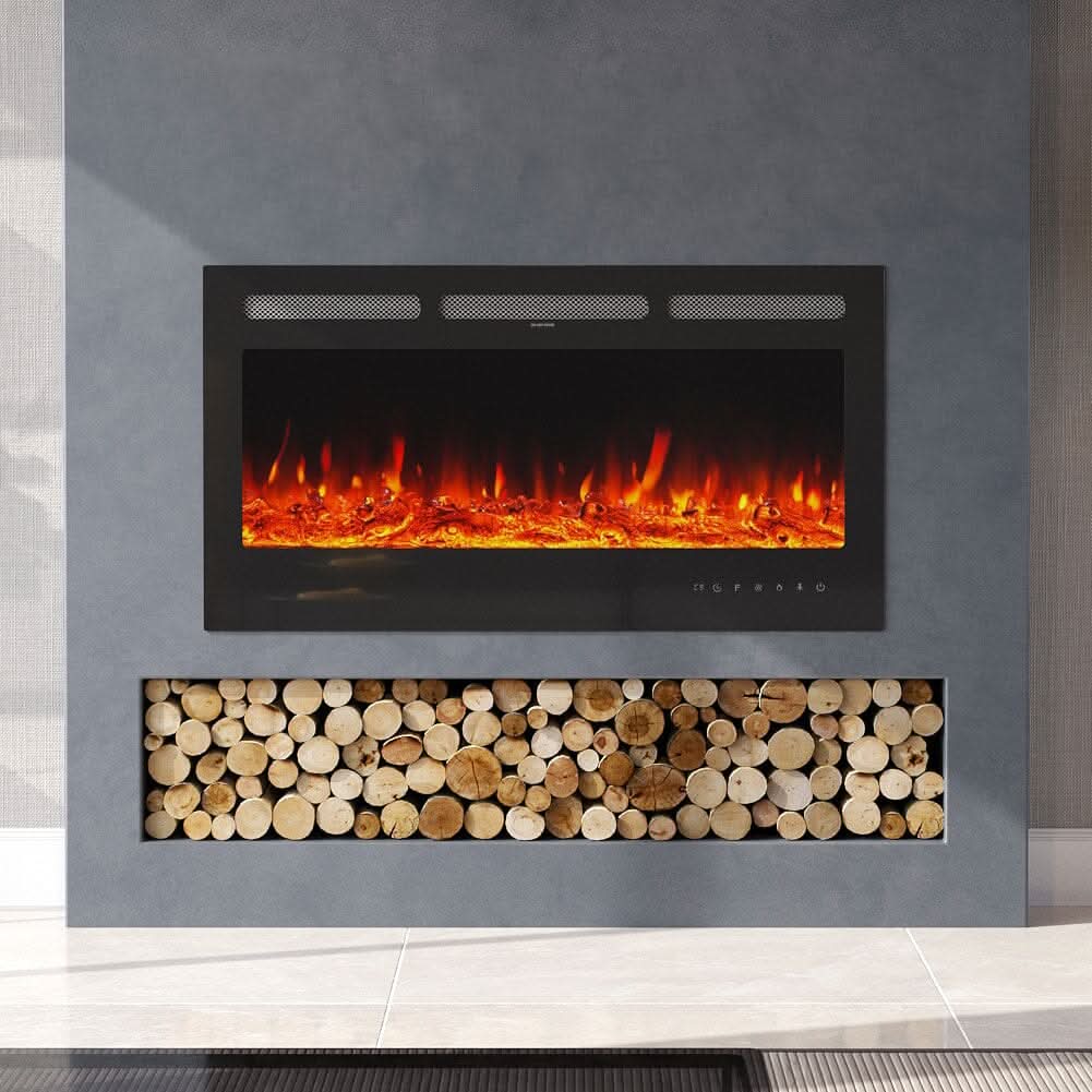 40 Inch Inset Fireplaces 5120 BTU Wall-Mounted Electric Fireplace 9 LED Flame Colours