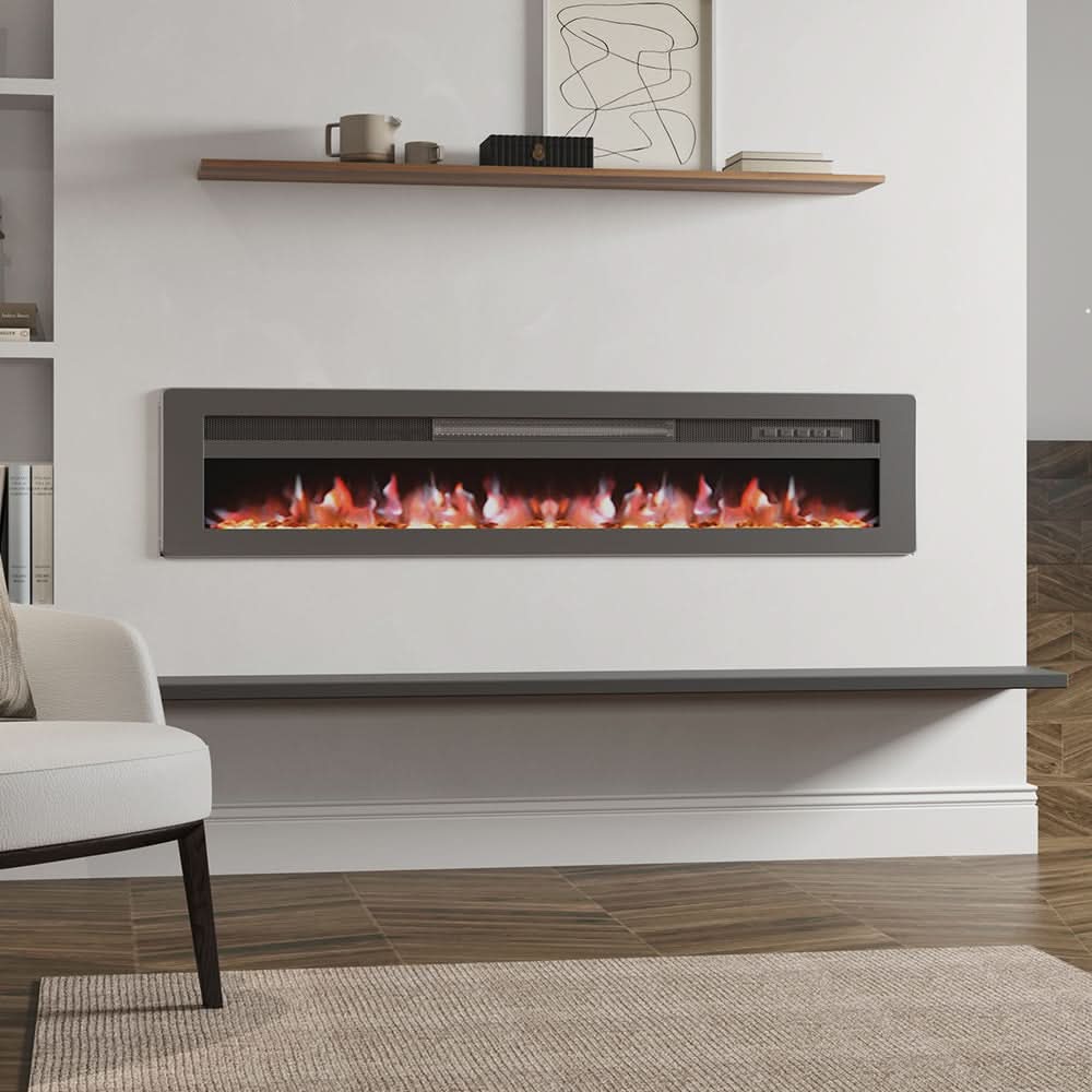 40/50/60 Inch Black/White 9 flame colour Electric Fireplace 1800W Wall Mounted Heater With Installation Kit