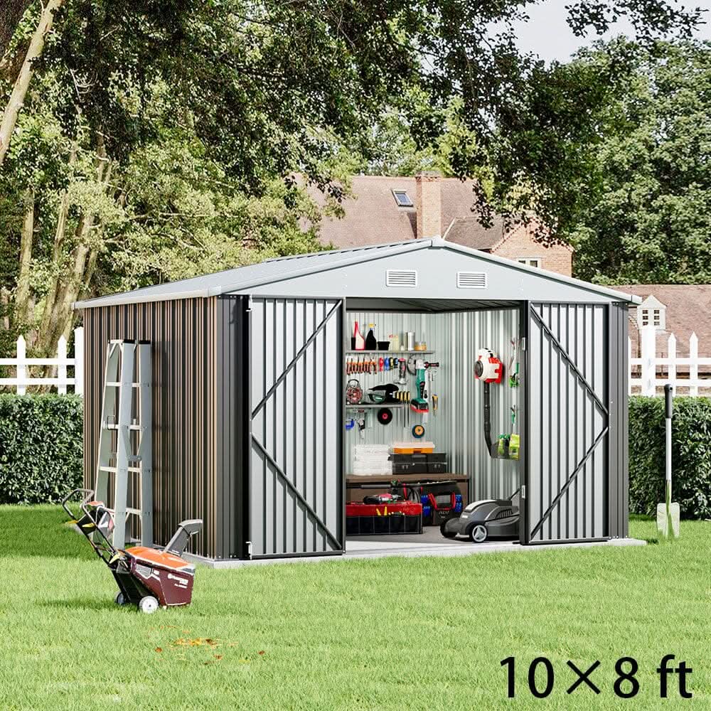 3×5 ft/ 4×6ft/ 6×8 ft/ 10×8ft/ 10×10ft/ 10×12ft Metal Outdoor Garden Storage Shed Motorcycle Sheds with Lockable
