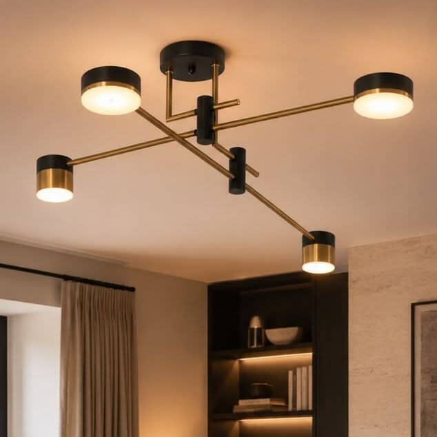 ‍Lightsin Modern Black & Gold Metal Ceiling Light with LED Bulbs (100% off)