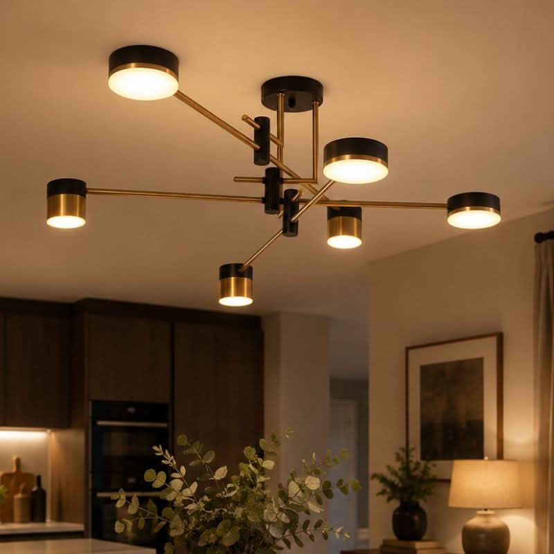 Lightsin Modern Black & Gold Metal Ceiling Light with LED Bulbs