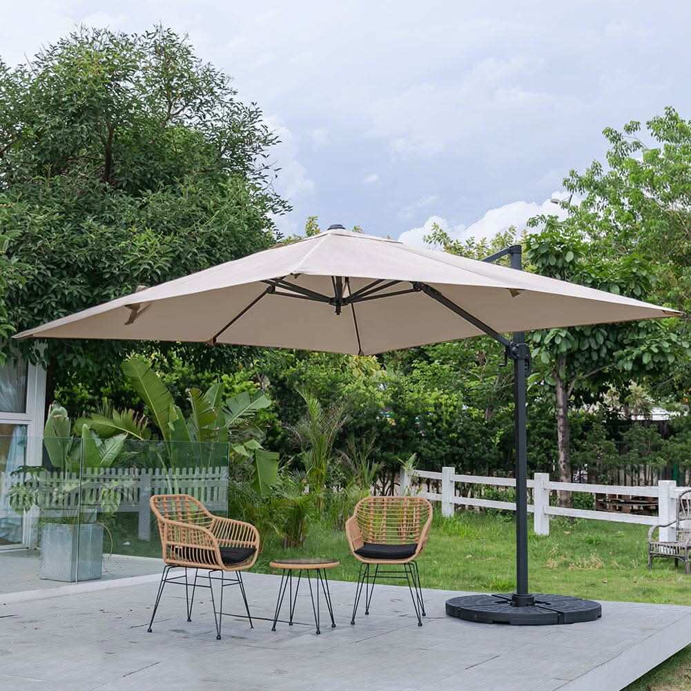 3 x 3 m Square Cantilever Parasol Outdoor Hanging Umbrella for Garden and Patio