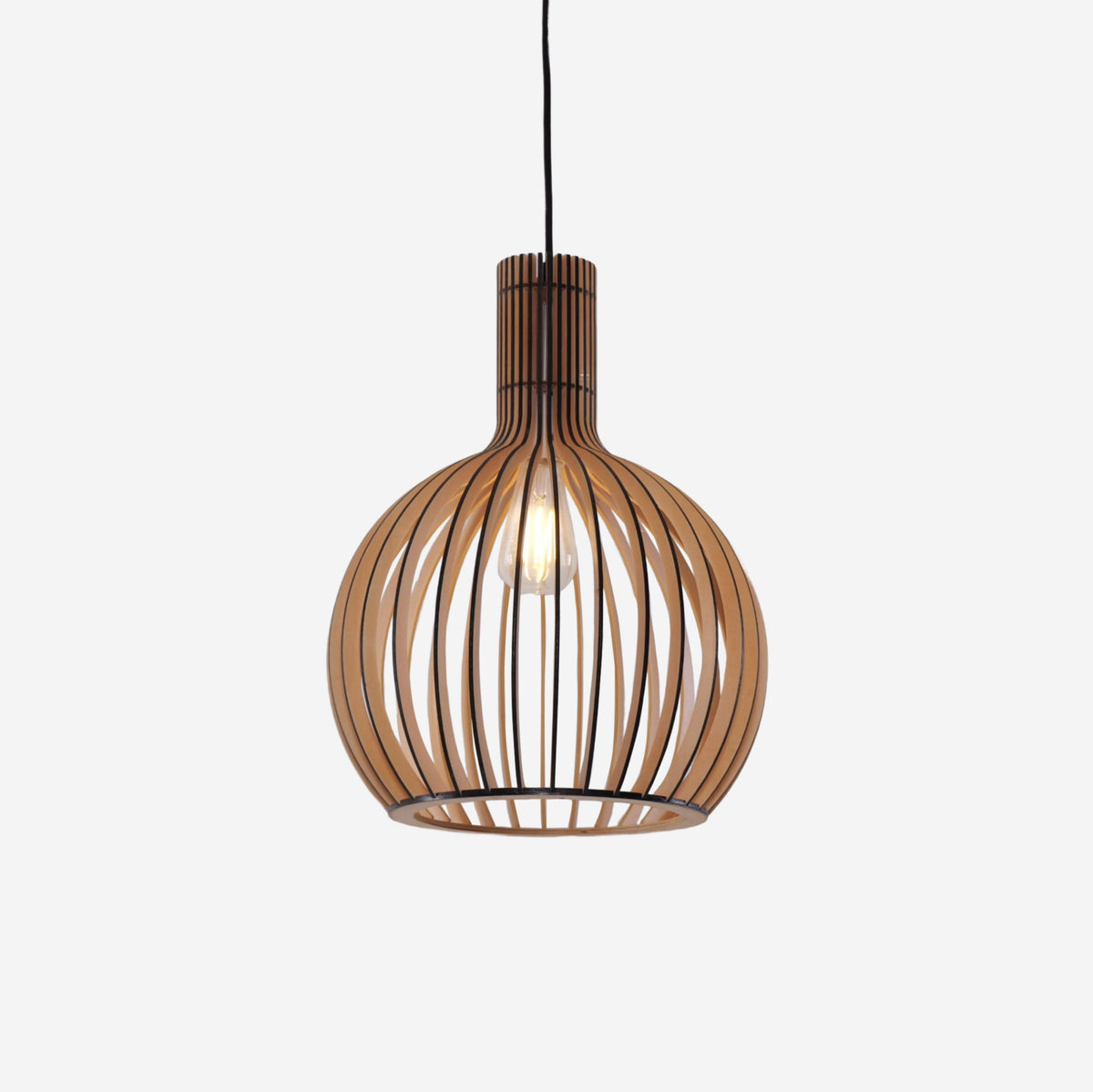 Lightsin Shadome-Scandinavian LED Wooden Birdcage Pendant Light