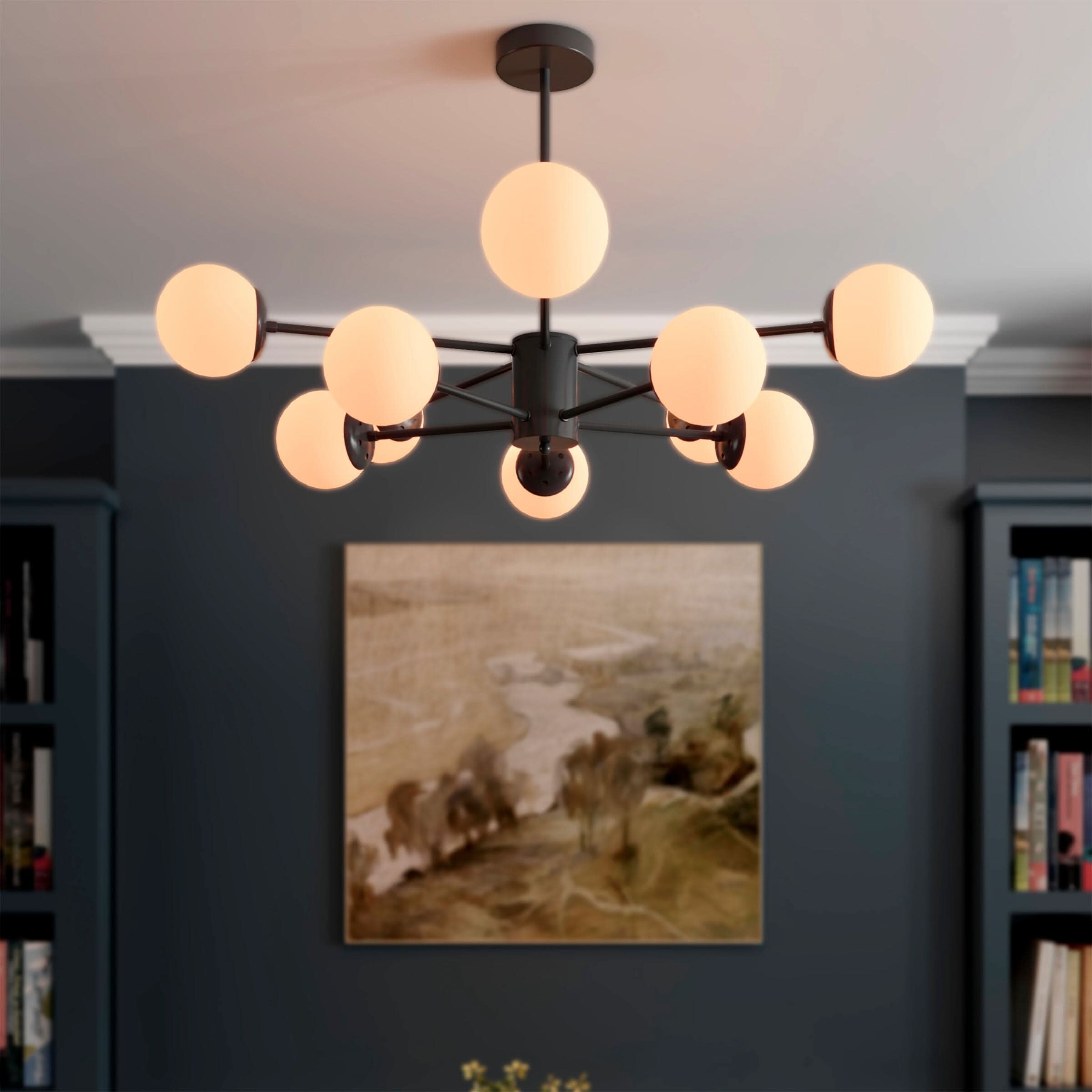 Lightsin Cumulus - Modern Metal Chandelier Tubular Design Chandelier with LED White Shade